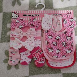 12-Set Hello Kitty Mittens, Bibs, Socks And Headbands - New