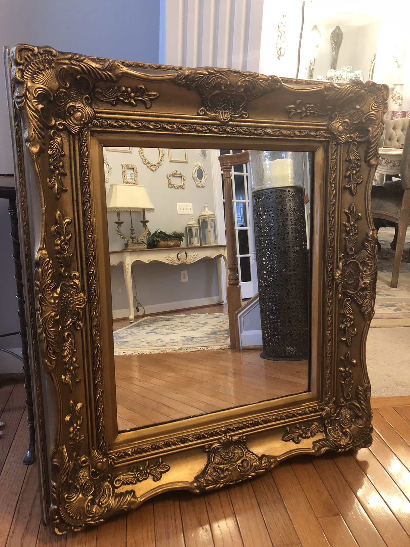 36”X31” beautiful Antique Vintage French Wooden Mirror