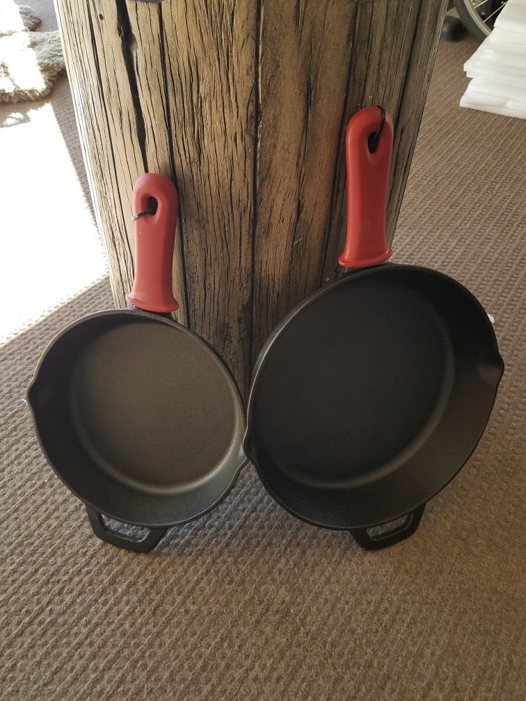 Pair of cast iron Tramontina Skillets 10-inch and 12-inch