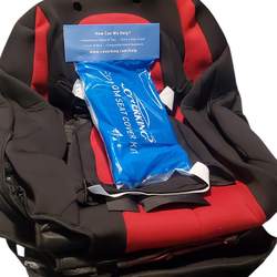 Red and Black Skanda Seat Covers by Coverking. 1 row, front seat, Made for Hyundai