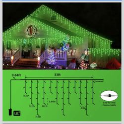 MAOJIA 1000 LED Icicle Christmas Lights Outdoor Waterproof, Drops Icicle Lights Connectable, 8 Modes Icicle String Light with Memory(Green) 