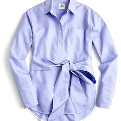 Thomas Mason J.Crew tie-waist button-up Shirt Top T Tee Shirt Blouse Women's Size 8 Blue