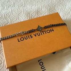 Letter Flower Cuban Chain Metal Bracelet Men's Silver