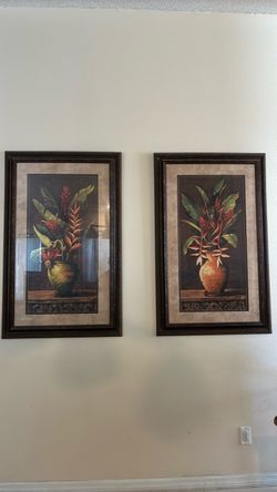 Set of 2 Tropical Floral Framed Art Prints