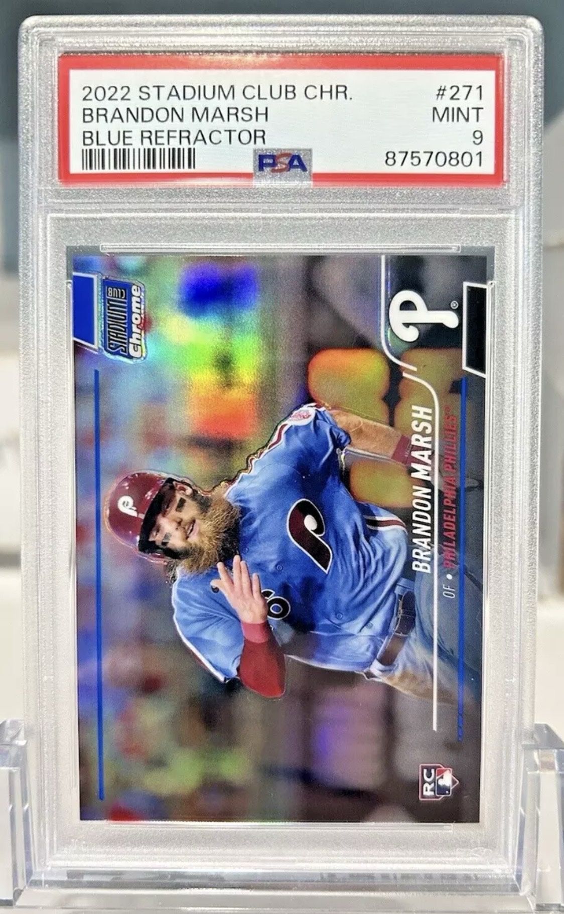 Brandon Marsh 2022 Blue Refractor Mint 9
