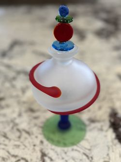 Jetsons Retro Multicolored Hand Blown Satin Glass Perfume Bottle RARE