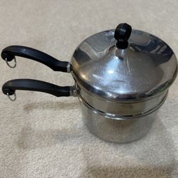 Vintage Farberware Classic Stainless Steel Double Boiler and Sauce Pan Set 