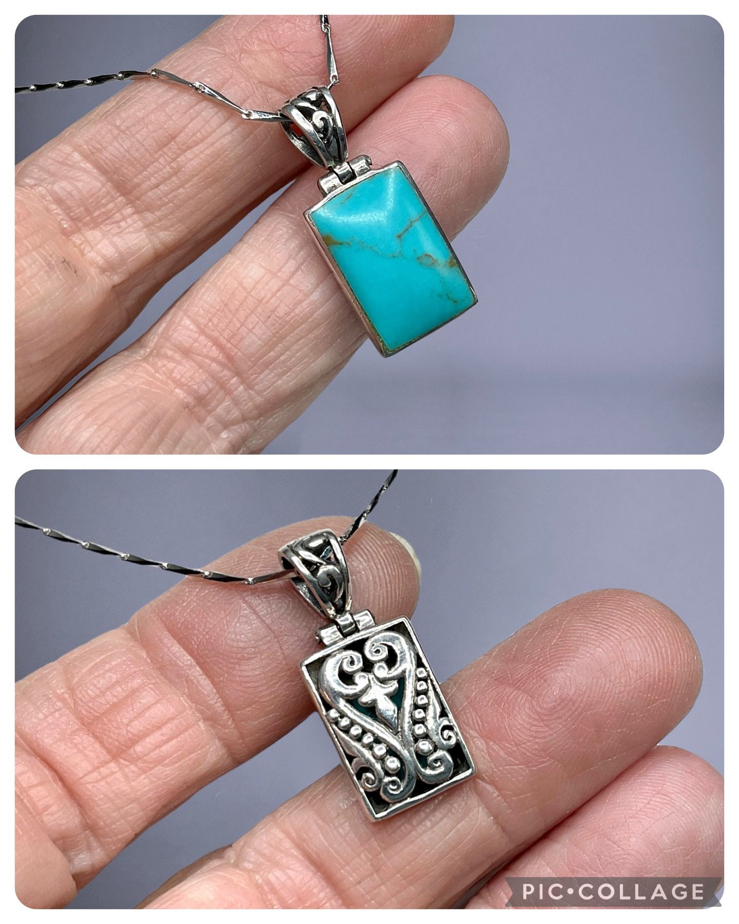 2 Sided Sterling & Turquoise Necklace