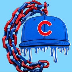 Large Custom Drip Style Cubbies Baseball Hat Inspired Hype Chain – 3D Printed Fan Art Medallion w/ 42” Chain