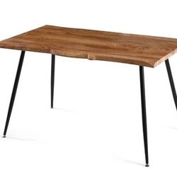 143 NORDICANA 47 in Modern Irregular Rectangle Faux Wood Grain Kitchen Dining Table for 4 Person