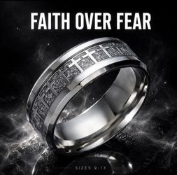 NEW Silver Cross Ring Faith Over Fear - Sizes 9-13 - Stainless Steel $30