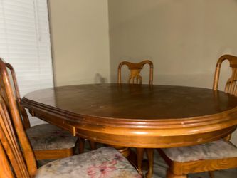Wood Oval Dining Table with 4 Chairs