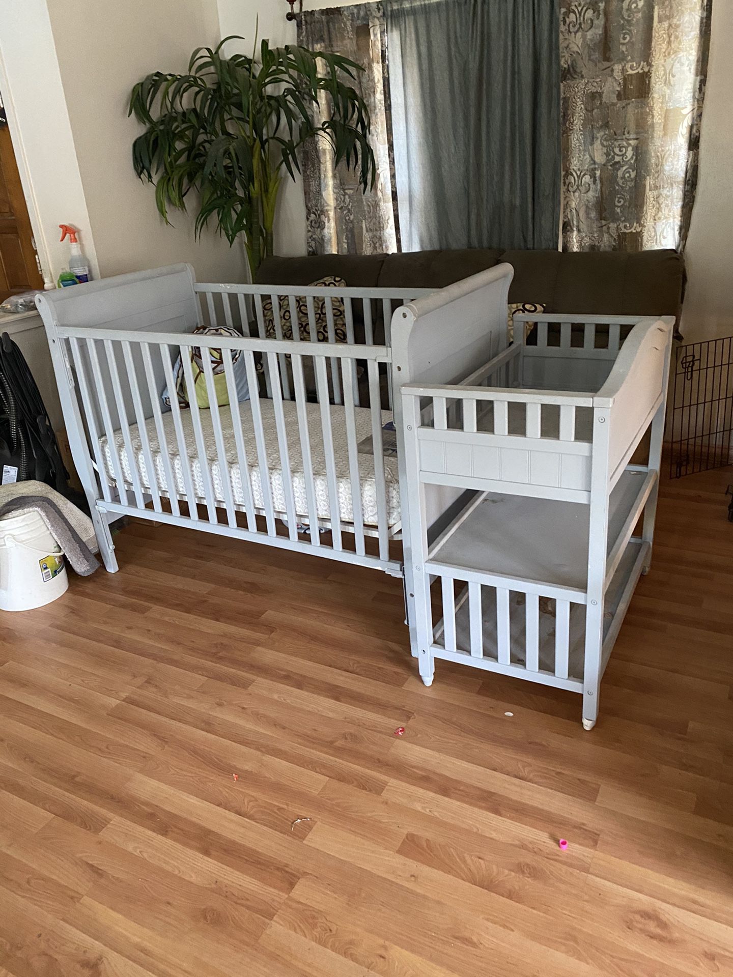Crib changing table and mattress