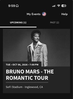 Bruno mars ticket *ONLY ONE*