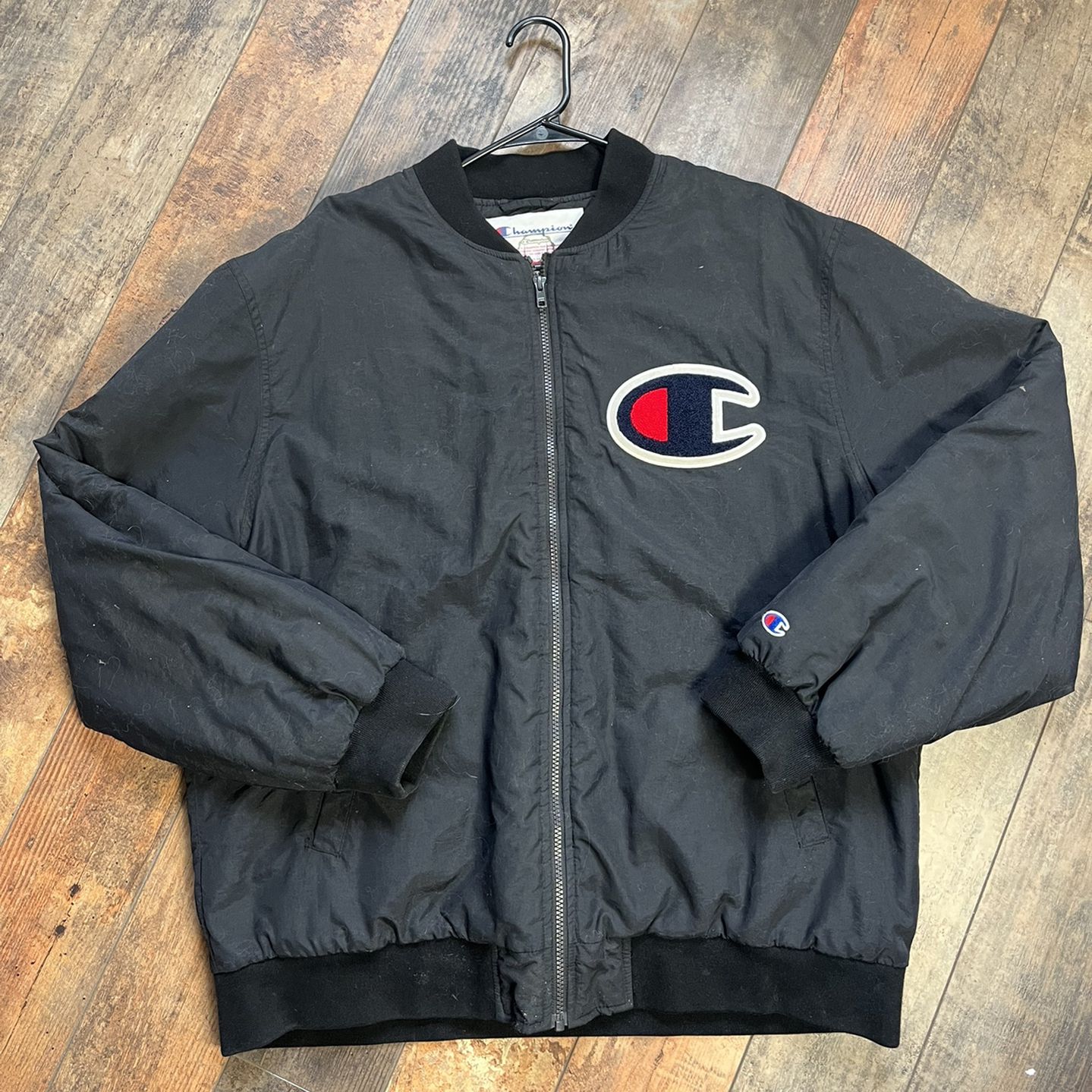 Supreme X Champion Collab Bomber Jacket Black for in CA -