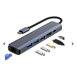 BYL-2210 6 in 1 USB-C / Type-C to USB Multifunctional Docking Station HUB Adapter with 1000M Network Port