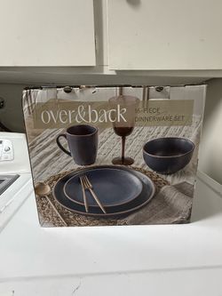 Over&Back 16 Piece Stoneware Dinnerware Set, Service for 4, New