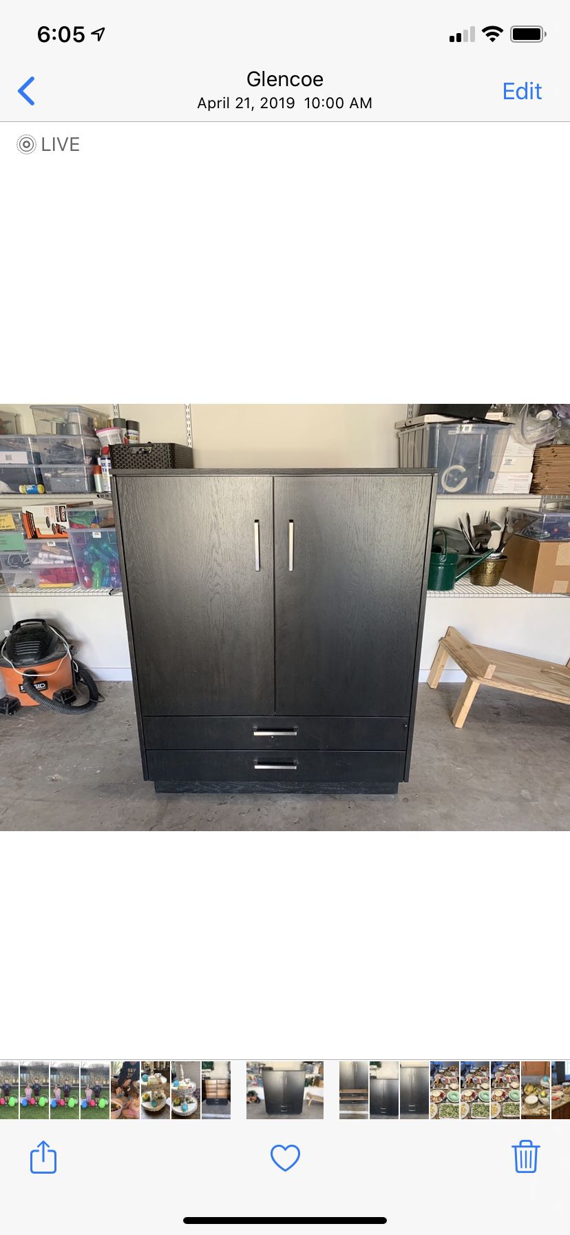 Custom made dark wood dresser chest armoire
