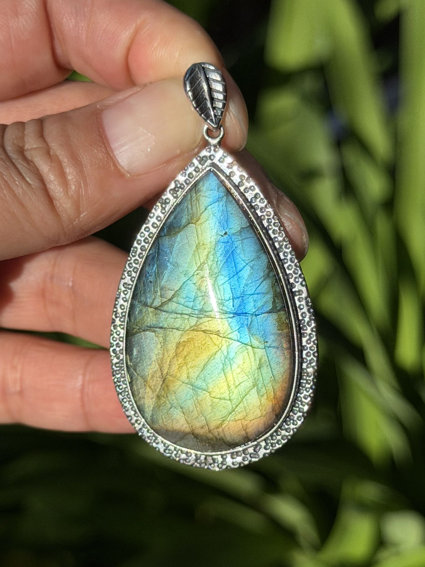 Sterling Silver Large Labradorite Pendant
