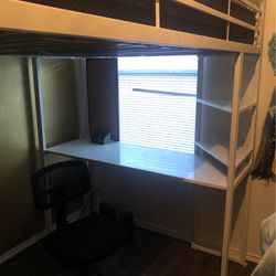 Lifted Bed W/ Desk Underneath (Full Bed)