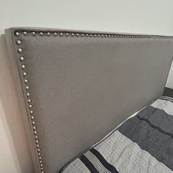 Queen Fabric with Silver studs headboard and footboard
