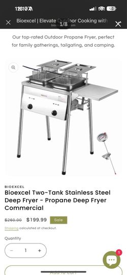 Bioexcel Two-Tank Stainless Steel Deep Fryer - Propane Deep Fryer Commercial
