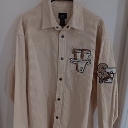 Men's H&M oversized Fit Corduroy Shirt West Coast Victory Baseball 