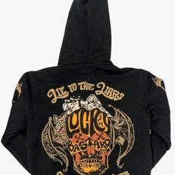 Cult of Individuality Lucky Bastard Zip Hoodie Black sz Large "Lie to the Liars"