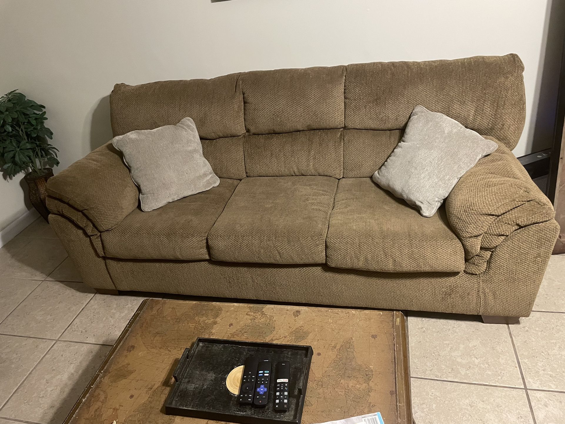 Brown Fabric Sofa Couch