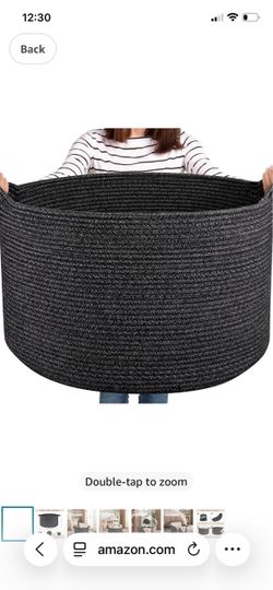 Large Black Woven Rope Storage Basket
