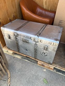 Vintage  Riveted Steamer Aluminum Luggage Trunk