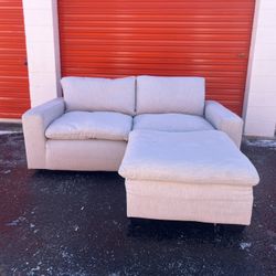 Beige Modular Sectional Couch With Ottoman 