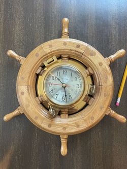 Ship Wheel Clock, Vintage