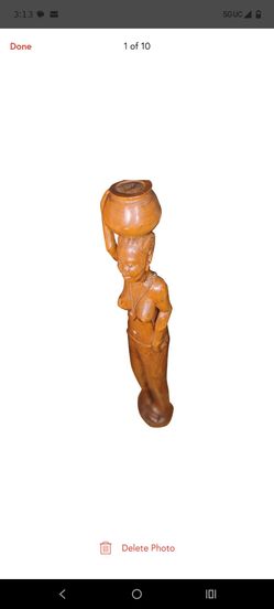 Massive 4FT Vintage Ghana Hand-Carved Wooden Statue - 48" Floor Sculpture