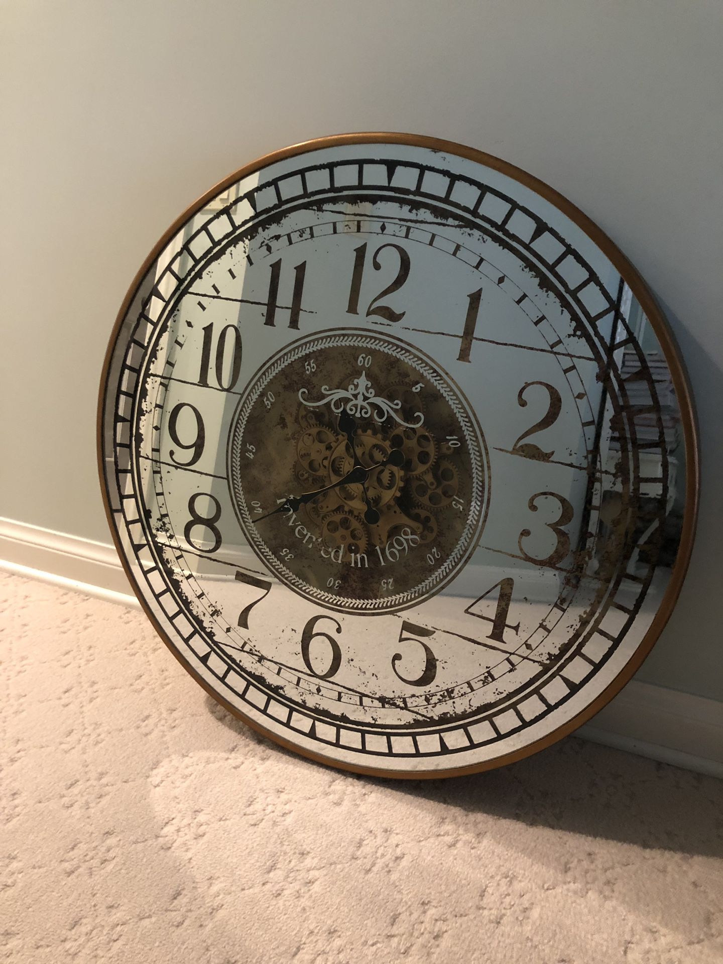 French Inspired mirrored Wall Clock