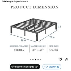 Queen bed frame - METAL (14”)