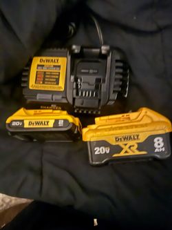 dewalt 8a 20v & 20v 2a batteries plus 6ah charger all brand new
