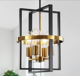 Black and Gold Lantern Pendant Chandelier