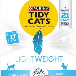 Purina Tidy Cats LightWeight Clumping Cat Litter – 17 lbs (Glade Clear Springs Scent)