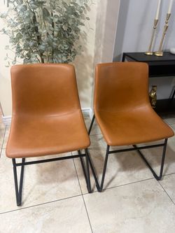 NEW & ASSEMBLED AllModern "Anke" Faux Leather Dining Chairs (Set of 2)