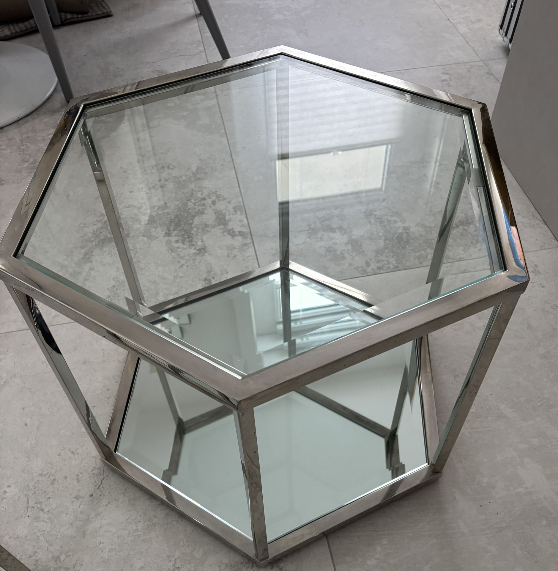 COCKTAIL TABLES SET/3 Glass-mirror-chrome