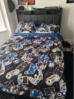 Full size bed with storage LED LIGHTS