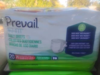 Variety of diapers medium large along with preval pads.