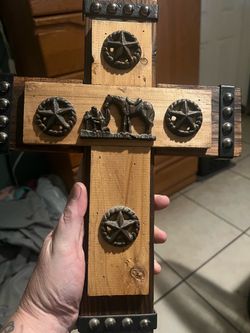 Wall cross praying cowboy