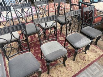 Set of 8 Metal Dining Chairs with Cushions