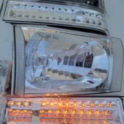 99-04 Ford F250-F550 00-04 Excursion LED Headlights Luces Micas Calaveras Faros Faroles