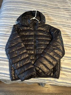 Mens Black Puffer Jacket Sz L
