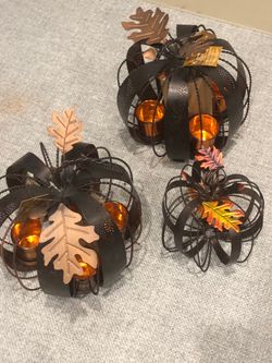 Kohl’s Celebrate Fall Together Metal Pumpkin Tealight Candle Holder Set of 3
