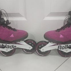 Rollerblade Macroblade 100 3WD Womens Adult Fitness Inline Skate, Violet and Black, Performance Inline Skates Size 9.5