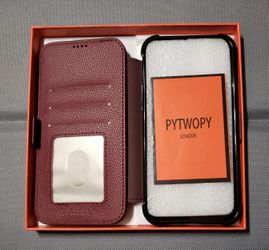 NEW Burgundy Wallet Case for iPhone 13 Pro Max w/ RFID Blocking & Screen Protector